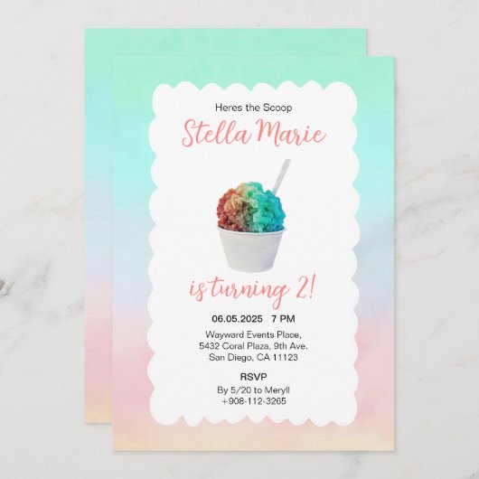 Rainbow Snow Cone-Waterverf Kaart (Voorkant / Achterkant)