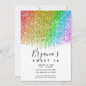Rainbow Snowcone Glitter Sparkly Sweet 16 Party Kaart (Voorkant)