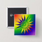 Rainbow Snowflake 41 Vierkante Button 5,1 Cm (Voorkant /achterkant)