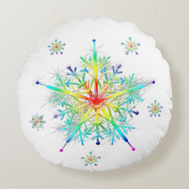 Rainbow Snowflake Ice Crystal Rond Kussen