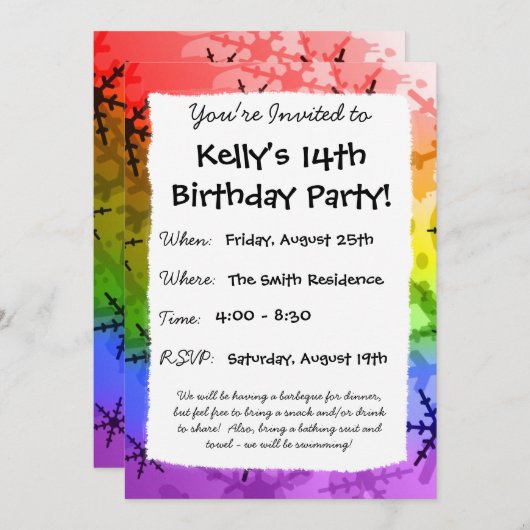 Rainbow Snowflake Kaart (Voorkant / Achterkant)