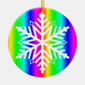 Rainbow Snowflake Kerstmis LGBTQ Keramisch Ornament (Voorkant)