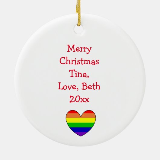 Rainbow Snowflake Kerstmis LGBTQ Keramisch Ornament (Achterkant)