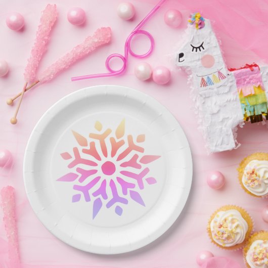 Rainbow Snowflake Papieren Bordje (Feest)