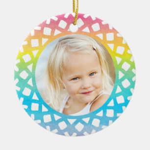 Rainbow Snowflake Personalized Photo Ornament