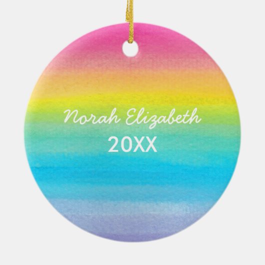 Rainbow Snowflake Personalized Photo Ornament (Achterkant)