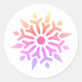 Rainbow Snowflake Ronde Sticker (Voorkant)