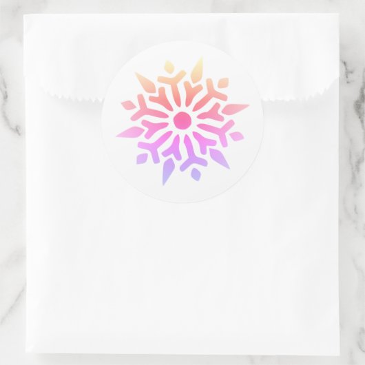 Rainbow Snowflake Ronde Sticker (Tas)