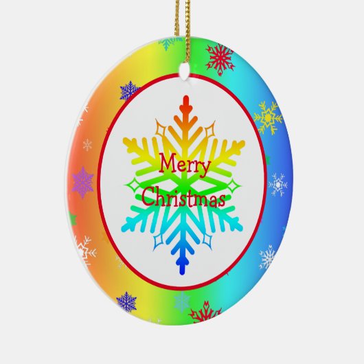 Rainbow Snowflakes kerst-LGBTQ Keramisch Ornament (Rechts)