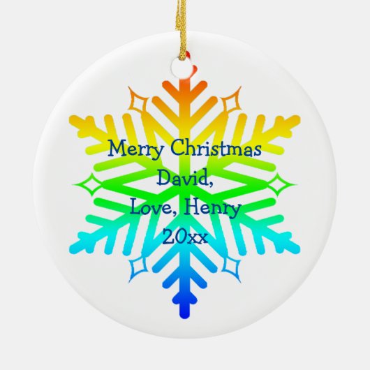 Rainbow Snowflakes kerst-LGBTQ Keramisch Ornament (Achterkant)