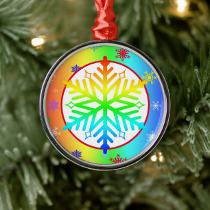 Rainbow Snowflakes kerst-LGBTQ Metalen Ornament