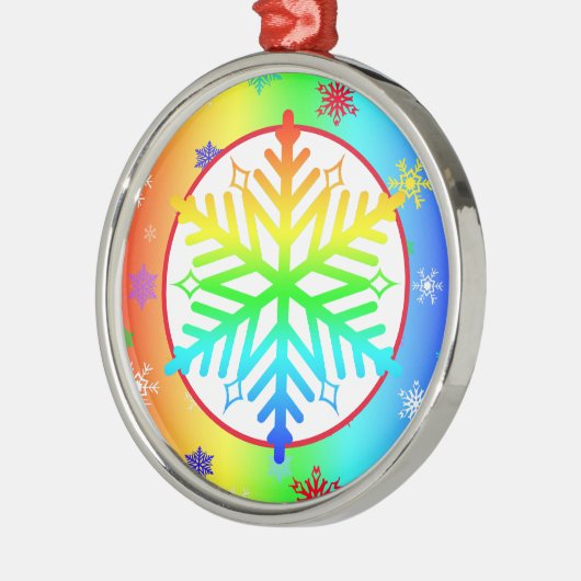 Rainbow Snowflakes kerst-LGBTQ Metalen Ornament (Links)