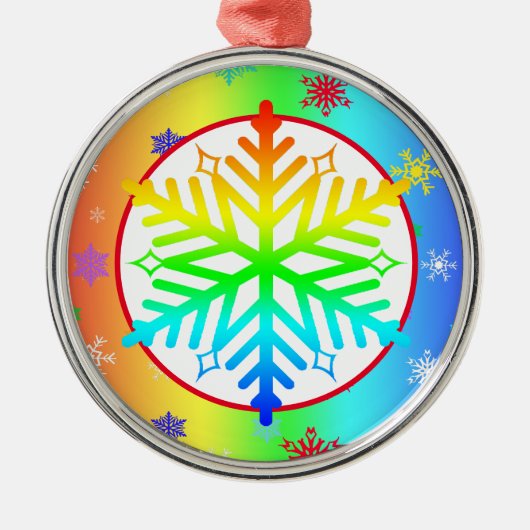 Rainbow Snowflakes kerst-LGBTQ Metalen Ornament (Voorkant)