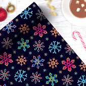 Rainbow Snowflakes Navy Blue Christmas Cadeaupapier
