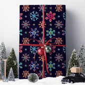 Rainbow Snowflakes Navy Blue Christmas Cadeaupapier