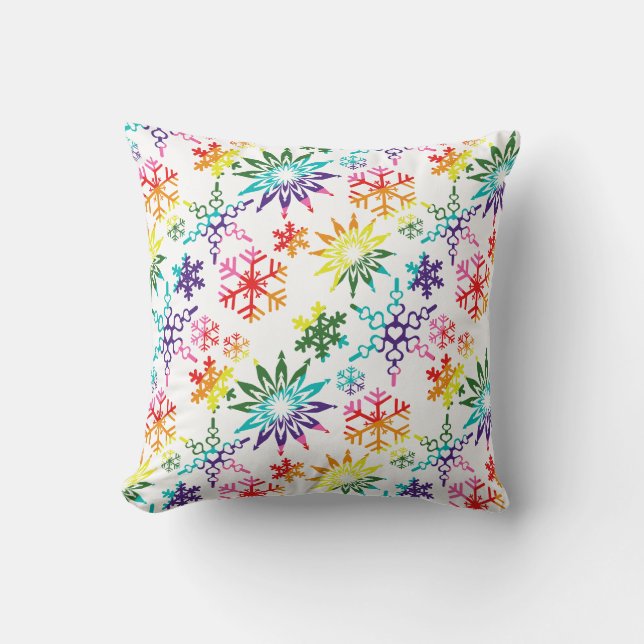 Rainbow Snowflakes patronen Kussen (Voorkant)