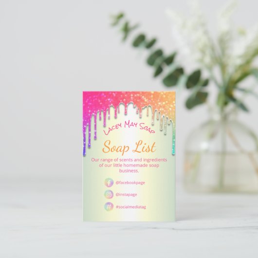 Rainbow Soap Fragrance Ingredients uitstrijken Visitekaartje (Staand voorkant)