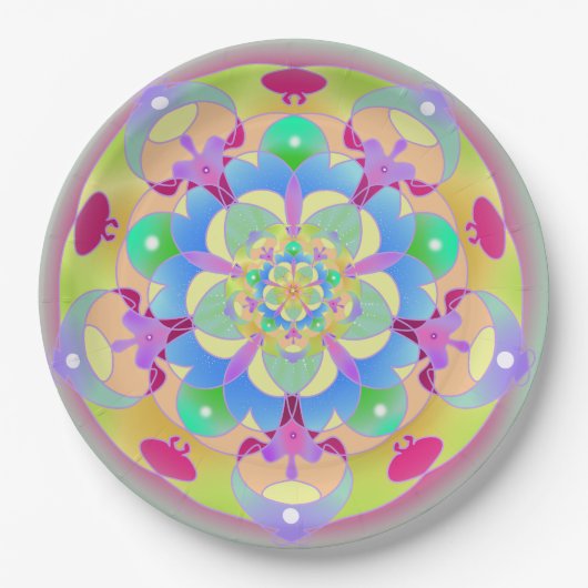 Rainbow Song Mandala Papieren Bordje (Voorkant)