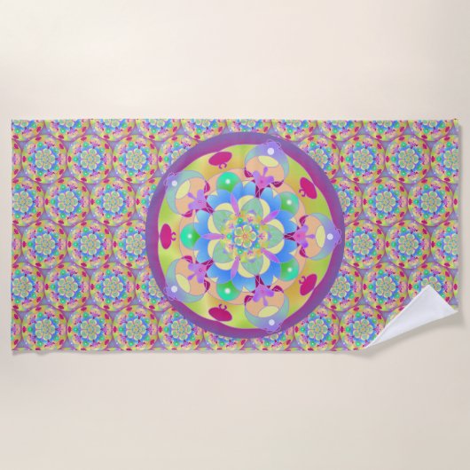 Rainbow Song Mandala Strandlaken (Voorkant)