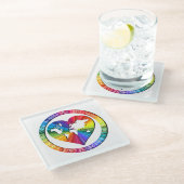 Rainbow Soul Circle Glazen Onderzetter (Schuin)