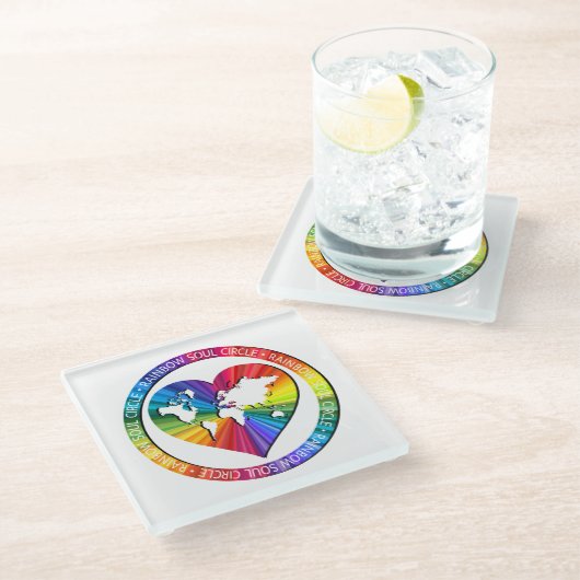 Rainbow Soul Circle Glazen Onderzetter (Schuin)