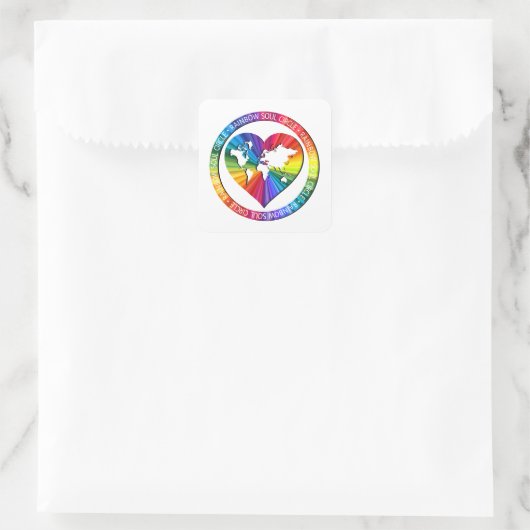 Rainbow Soul Circle Vierkante Sticker (Tas)