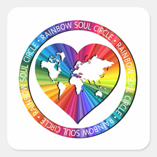 Rainbow Soul Circle Vierkante Sticker (Voorkant)