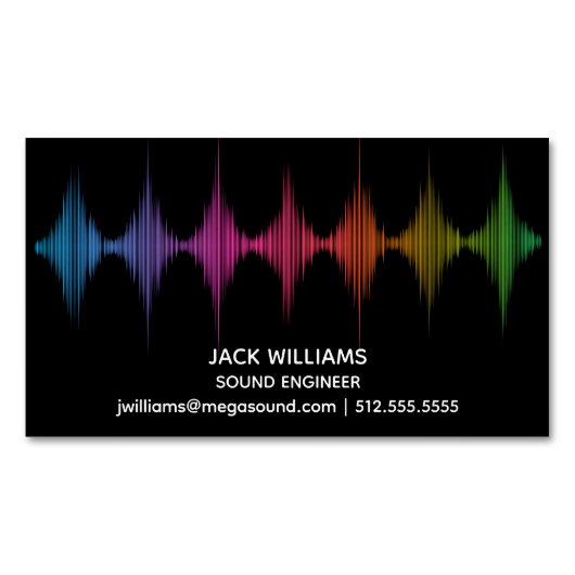 Rainbow Sound Waves Engineer Muziek Producent Blac Magnetisch Visitekaartje (Voorkant)