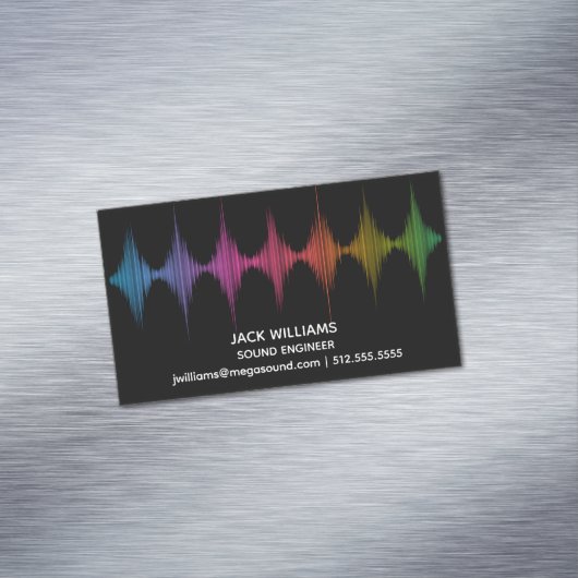 Rainbow Sound Waves Engineer Muziek Producent Blac Magnetisch Visitekaartje (Voorbeeld)