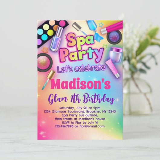 Rainbow Spa Verjaardagsfeest Kaart (Staand voorkant)