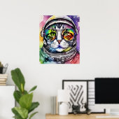 Rainbow Space Cat Astronaut Poster (Thuiskantoor)