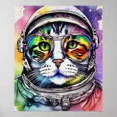 Rainbow Space Cat Astronaut Poster (Voorkant)
