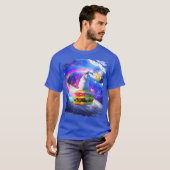 Rainbow Space Hamster Riding Burger T-shirt (Voorkant volledig)