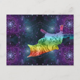 Rainbow Space Kitty Cat in Galaxy Briefkaart