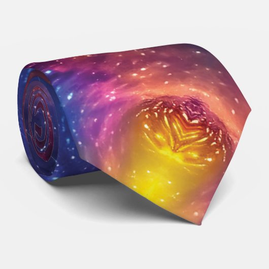 Rainbow Space Nebulaire Abstracte Kosmos Sterren Stropdas (Opgerold)