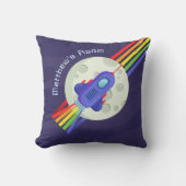 Rainbow Space Rocket Childrens Room Kussen (Voorkant)