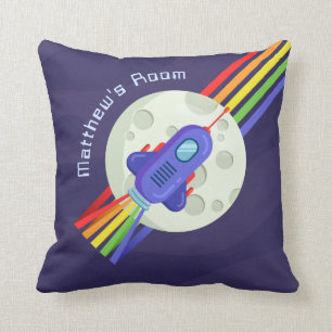 Rainbow Space Rocket Childrens Room Kussen