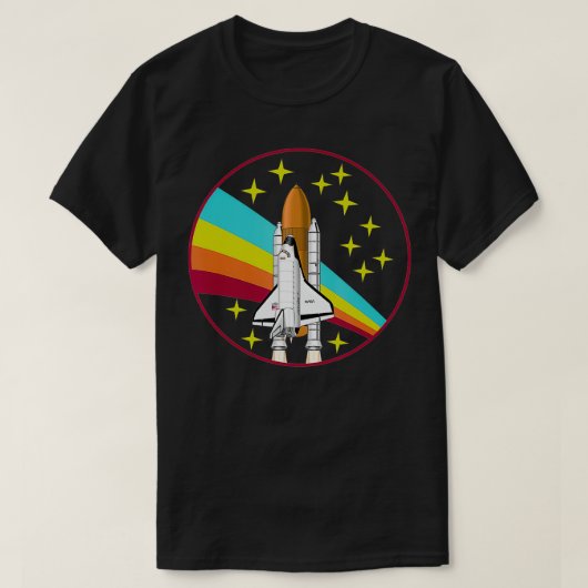 Rainbow Space Shuttle raketlancering T-shirt (Design voorkant)