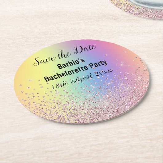 RAINBOW SPARKL ELEGANT BEWAAKT DE DATUM Bacheloret Ronde Kartonnen Onderzetter (Gebogen)
