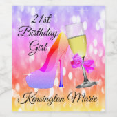 Rainbow Sparkle 21st Verjaardag Mousserende Wijn L Wijn Etiket (Enkel label)