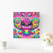 Rainbow Sparkle Butterfly Vierkante Klok (Huis)