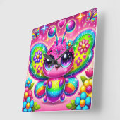Rainbow Sparkle Butterfly Vierkante Klok (Hoek)
