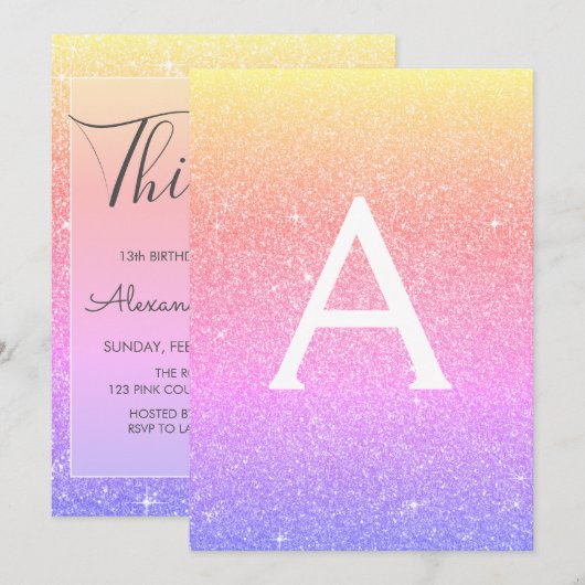 Rainbow Sparkle Glitter 13e dertien verjaardag Kaart (Voorkant / Achterkant)