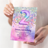 Rainbow Sparkle Glitter 2e verjaardagsfeestje Kaart