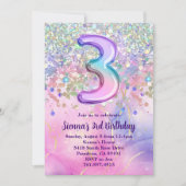 Rainbow Sparkle Glitter 3e verjaardagsfeestje Kaart (Voorkant)