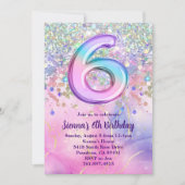 Rainbow Sparkle Glitter 6e Verjaardagsfeestje Kaart (Voorkant)