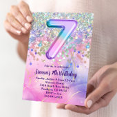 Rainbow Sparkle Glitter 7e Verjaardagsfeestje Kaart