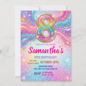 Rainbow Sparkle Glitter 8th Birthday Party Kaart (Voorkant)