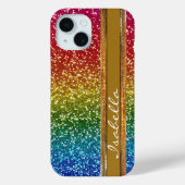 Rainbow Sparkle Glitter, gepersonaliseerd met naam Case-Mate iPhone Case (Achterkant)