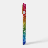 Rainbow Sparkle Glitter, gepersonaliseerd met naam iPhone 15 Case (Linkerkant)